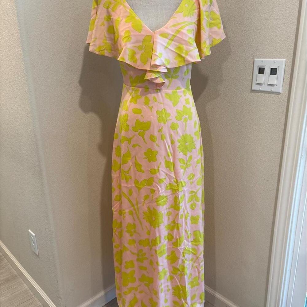 Kate Spade Floral Splash satin midi dress. Size 2.